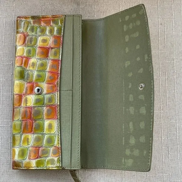 Cocco Fiore Women Clutch Wallet Multi Color Patent Leather Card Holder Purse - Picture 11 of 12